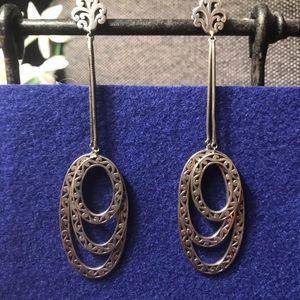 Lois Hill 3 1/2” drop sterling silver earrings